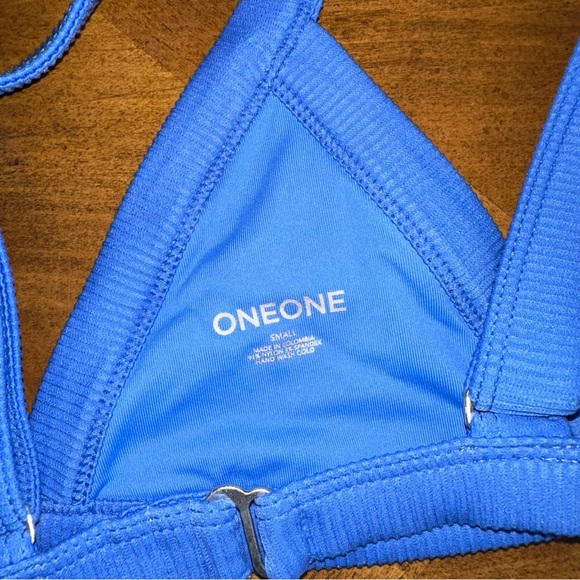 OneOne Swim Blue Ribbed Bikini Set - Picture 3 of 4